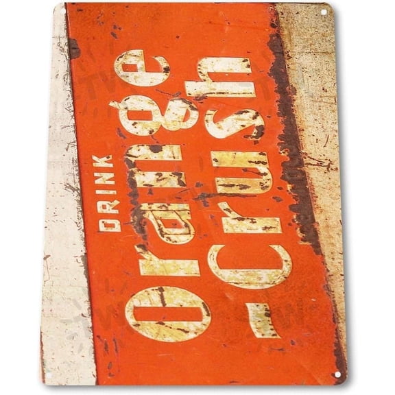 Retro Orange Soda Rust Look Metal Wall Art Sign, Aluminum, 12 x 8 Inch