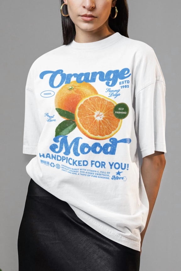 Retro Orange T-Shirt, Vintage Fruit Tee, 90s Oversized Unisex Top, Best Gift for Him, Boyfriend, Fruit Graphic Tee, Comfy