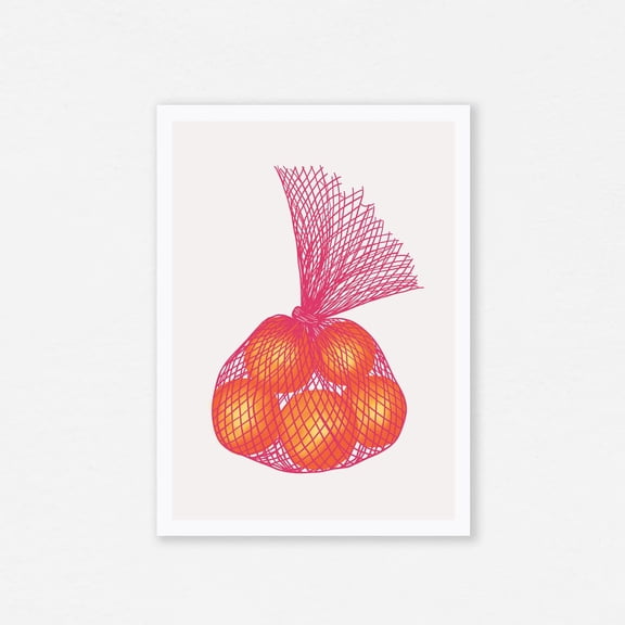 Retro Oranges In Mesh Bag Print, Unframed Paper Poster 8x10in