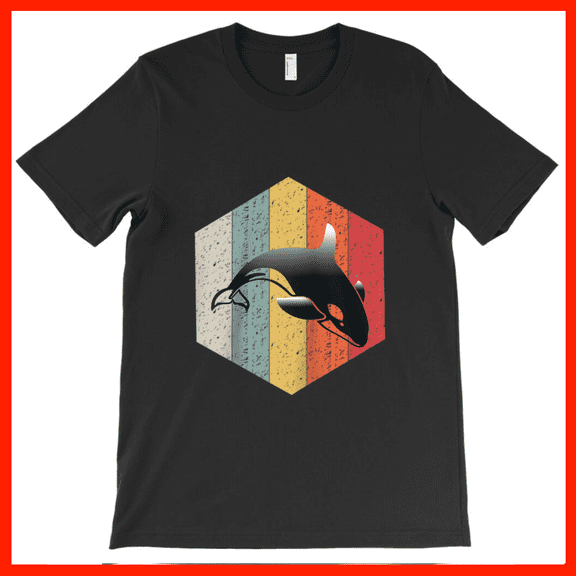 Retro Orca Killer Whale Hexagon Vintage Sunset T-Shirt AH6358, Premium for Unisex - Extended Sizes Up to 5XL