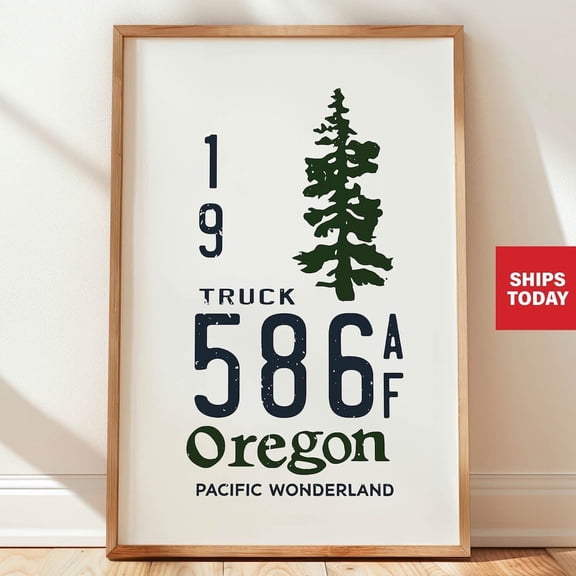 Retro Oregon Travel Print Rustic State Art Gift for Traveler