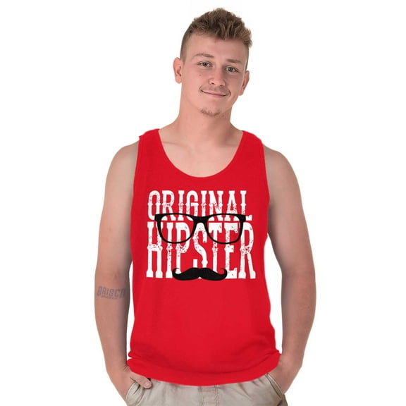 Retro Original Hipster Mustache Mens Big & Tall Graphic Tank Top Brisco Brands 3X
