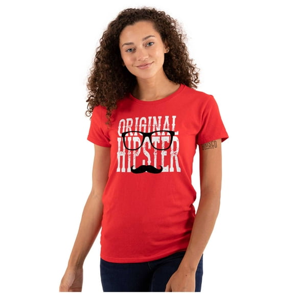 Retro Original Hipster Mustache Womens Fitted Plus Size Graphic Tee Brisco Brands 2X