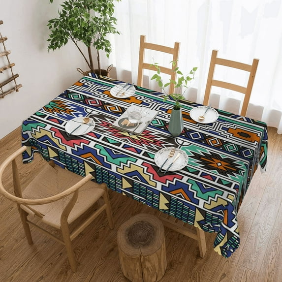 Retro Ornament North Colors Tablecloth 50x70 Inch, Washable Waterproof Rectangular Table Cover for Party Picnic Dinner Decor