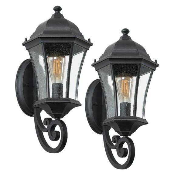Retro Outdoor Wall Lanterns Exterior Light Waterproof Aluminium with Water Glass Outside Wall Lamps for House Front Door Garage Porch Lighting, 2pcs