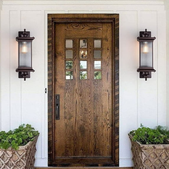 Retro Outdoor Wall Light Waterproof Exterior Wall Sconces Clear Glass Shade Dusk to Dawn Outdoor Lighting Patio Wall Light Fixture, for Patio Porch,Entryway,Garage Wall Lamps