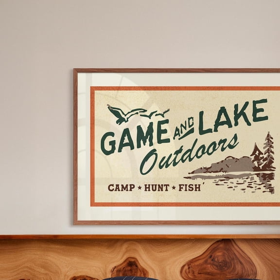 Retro Outdoors Art Print Camp Hunt Fish Poster Outdoorsy Gift For Dad Fishing Wall Art Hunting Wall Decor Lake House Cabin Decor Wall Art, Modern Wall Decor, 8x12 UNFRAMED