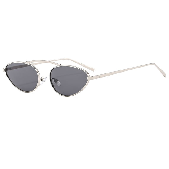 Retro Oval Cat Eye Sunglasses - UV400 Protection Metal Frame Shades - Fashionable Eyewear for Daily Wear and Outdoor Activities