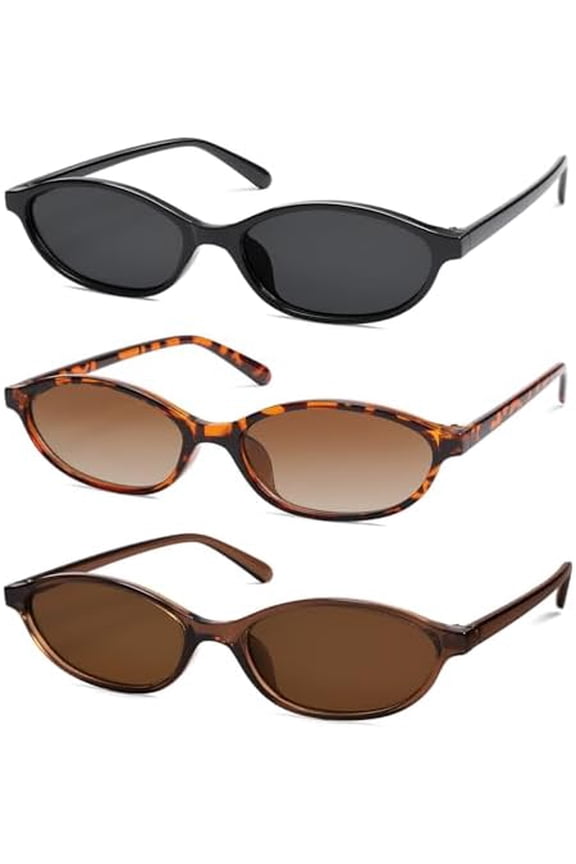 Retro Oval Cat Eye Sunglasses for Women Y2k Trendy Narrow Sunnies Designer Sun Glasses AR82253