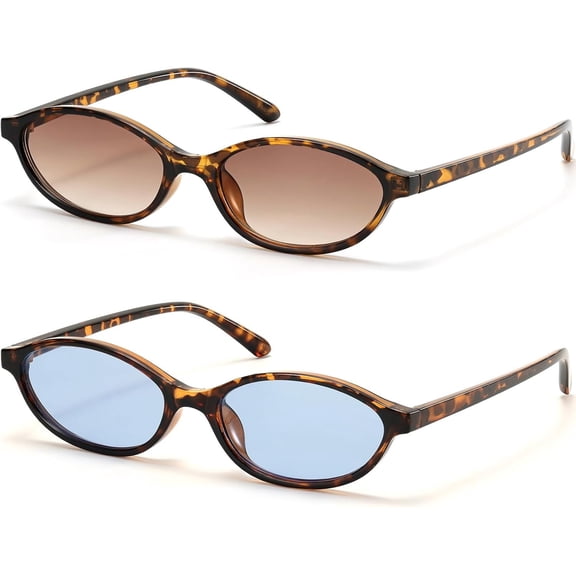 Retro Oval  Eye Sunglasses for Women Small Y2K Thin Narrow  UV Protection Lightweight  90s Sun Glasses