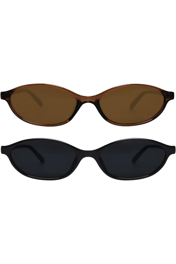 Retro Oval Sunglasses for Women Chic Cat Eye 90s Sunnies Lightweight Narrow Shades Trendy UV protection Sun Glasses