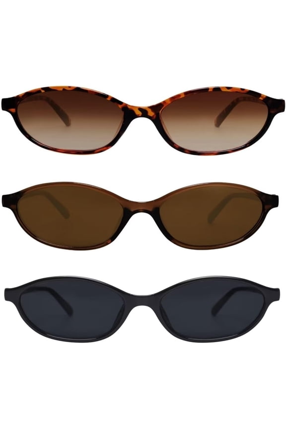 Retro Oval Sunglasses for Women Chic Cat Eye 90s Sunnies Lightweight Narrow Shades Trendy UV protection Sun Glasses