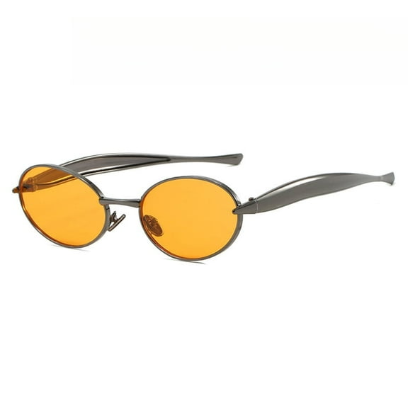 Retro Oval Sunglasses for Women Men - Classic 90s Vintage Trendy Shades with UV400 Protection, Gold Metal Frame