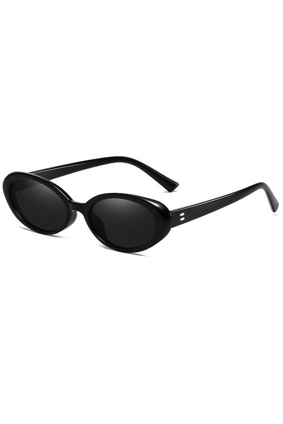 Retro Oval Sunglasses for Women Men Fashion Small Oval Sunglasses 90s Vintage Shades, A1 Black/Grey