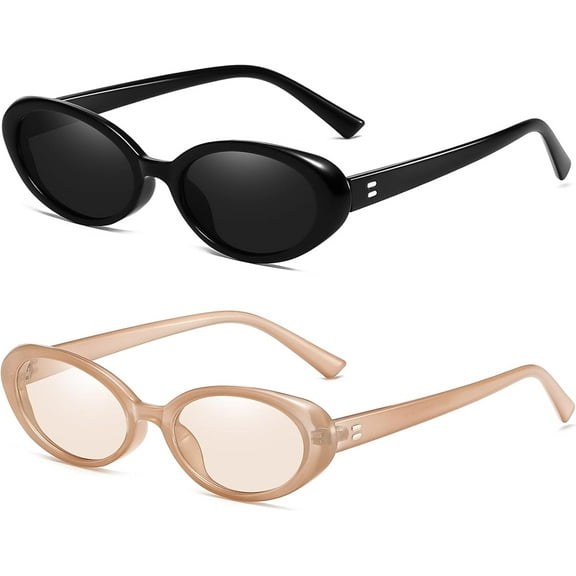 Retro Oval Sunglasses for Women Men Fashion Small Oval Sunglasses 90s Vintage Shades