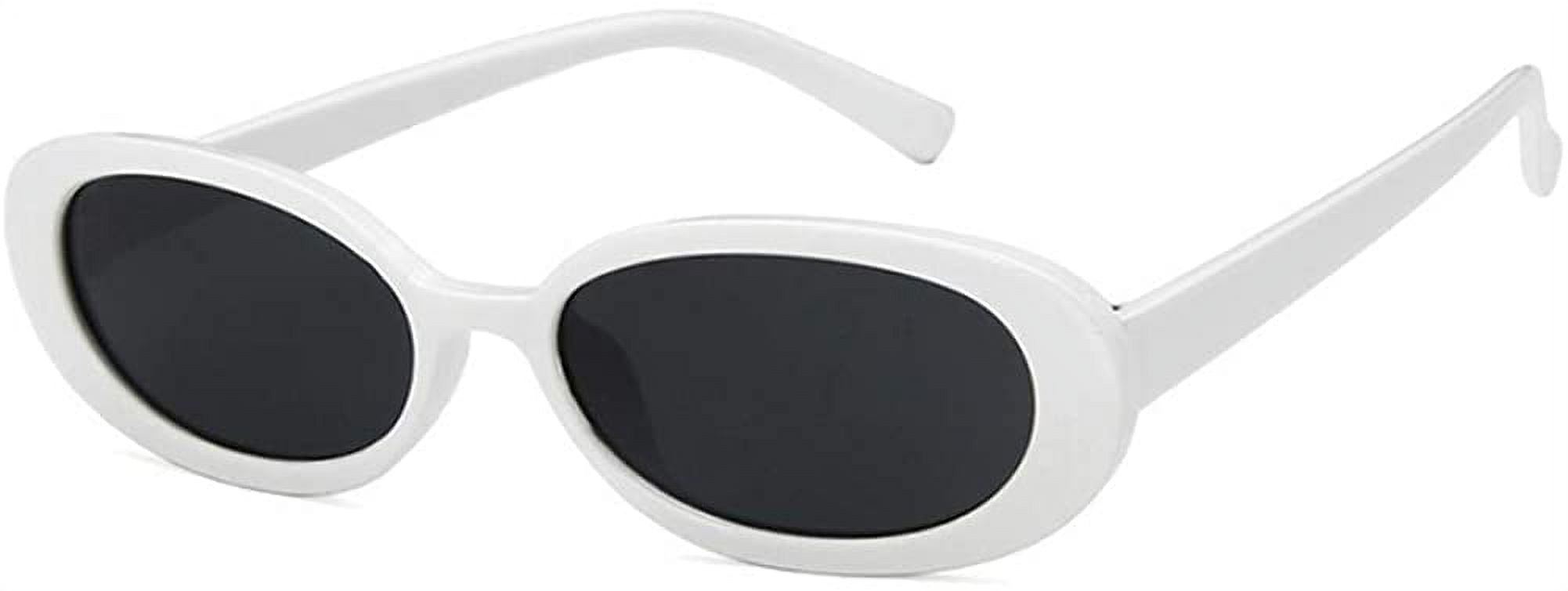 Retro Oval Sunglasses for Women and Men Vintage Sunnies Clout Goggles 90s  Style - White 
