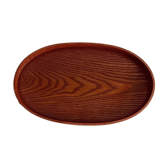 Retro Oval Tray Wooden Dessert Tray Home Breakfast Tray Living Room Coffee Table Fruit Tray Solid Wood Storage Tray