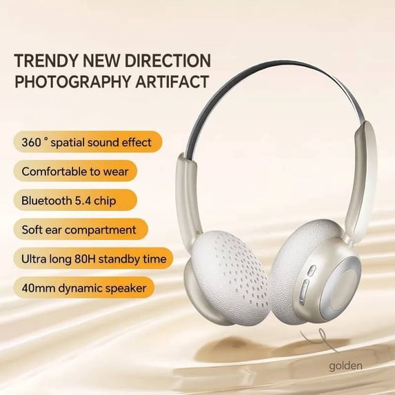 Retro Over-Ear Wireless Headphones Bluetooth 5.4 with Mic 40MM Dynamic Driver HIFI Sound Lightweight For Small Head Design OOTD