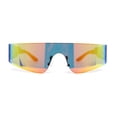 thumbnail image 1 of Retro Oversize Narrow Curved Shield Color Mirror Wrap Sport Sunglasses Black Orange Mirror, 1 of 4