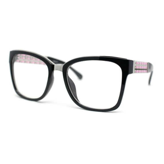 Retro Oversize Rectangle Horn Rim Double Rim Fashion Eyeglasses Black Silver Pink