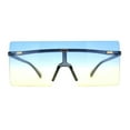 thumbnail image 1 of Retro Oversize Rimless Rectangle Shield Sunglasses Slate Blue Yellow, 1 of 4