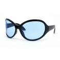 thumbnail image 1 of Retro Oversize Round Wrap Around Minimal 90s Dragonfly Sunglasses Black - Blue, 1 of 4