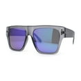 thumbnail image 1 of Retro Oversize Thick Plastic Horn Rim Flat Top Mobster Sunglasses Slate Purple Mirror, 1 of 4