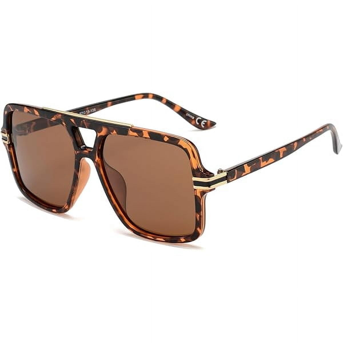 Oversized Square Aviator Sunglasses Retro Trendy Big Rectangle Polarized Retro 70s Square Aviator Sunglasses Women Men Rectangle  main image 3