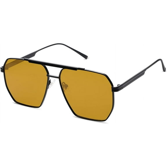 Retro Oversized Square Polarized Sunglasses for Women Men Vintage Shades Classic Large Metal Sun Glasses