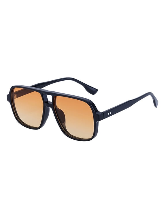 Retro Oversized Square Sunglasses Gradient Orange UV Protection Shades Eyewear Lightweight Unisex Fashion Eyewear for Driving Beach Travel Outdoor Daily Sun Protection