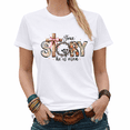 thumbnail image 1 of Retro Oversized True Story He is Risen Graphic Tees Women's Comfy Spring Tops, 1 of 4