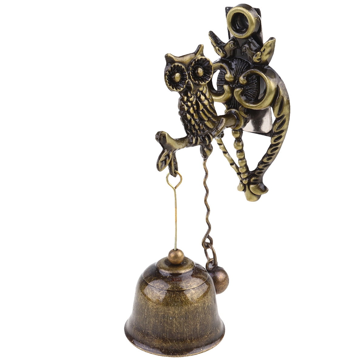 Retro Owl Door Bell Small Alloy Doorbell Wind Chime with Iron Bell Wall
