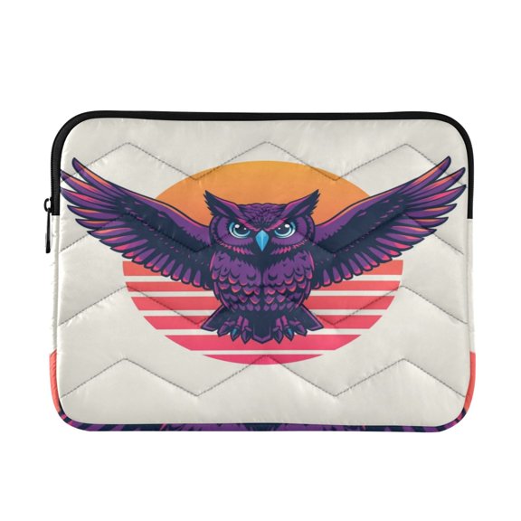 Retro Owl Printed Laptop Sleeve 13-14 Inch Computer Bag & Laptop Case for Women Men with Zippe for Work Travel