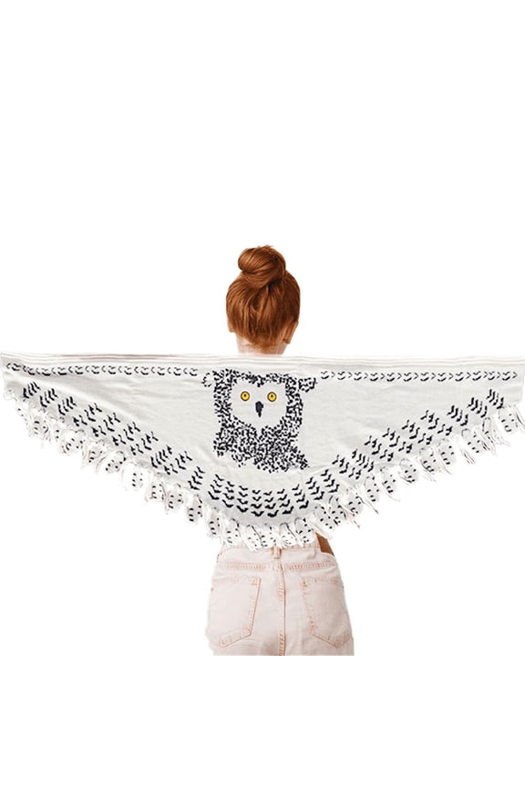 Retro Owl Scarf With Wide Spread Bird Feather Wings,Warmth and Cozy, Winter Scarf for Women Cold Weather