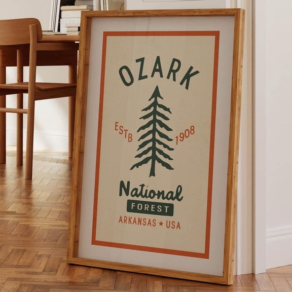 Retro Ozark Forest Print: Arkansas Cabin Wall Art Home Decor Office Wall Art