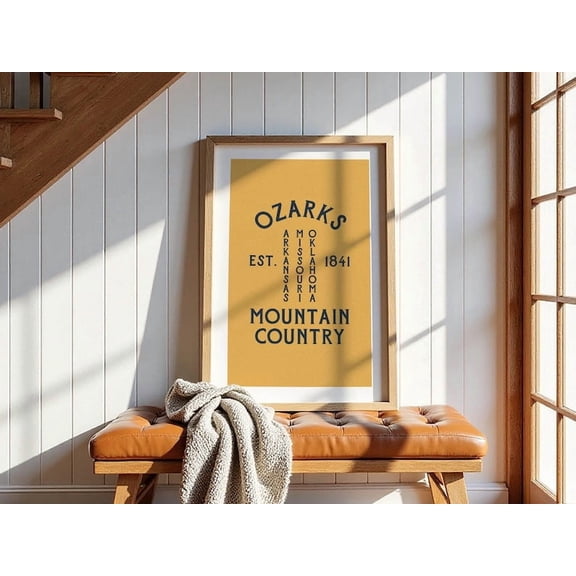 Retro Ozarks Print Outdoors Art Gift for Home Mountain Country Poster Nature Art Cabin Wall Decor Outdoorsy Wall Art Lake House Size 24x36 Unframed Poster