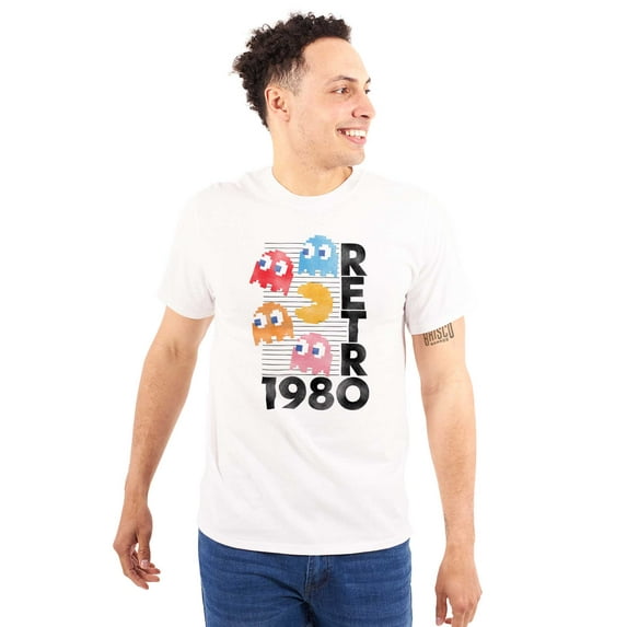 Retro PACMAN Arcade Game Characters Men's Graphic T Shirt Tees Brisco Brands X