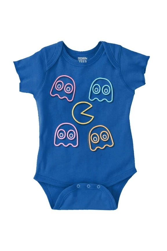 Retro PACMAN Character Silhouettes Romper Boys or Girls Infant Baby Brisco Brands NB