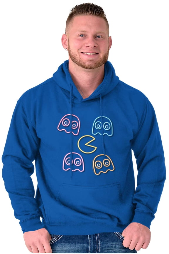 Retro PACMAN Character Silhouettes Unisex Plus Size Hoodie Brisco Brands 2X