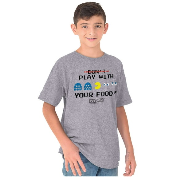Retro PACMAN Dont Play With Your Food Crewneck T Shirts Boy Girl Teen Brisco Brands L