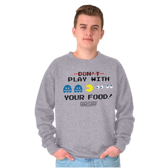 Retro PACMAN Dont Play With Your Food Sweatshirt for Men or Women Brisco Brands L