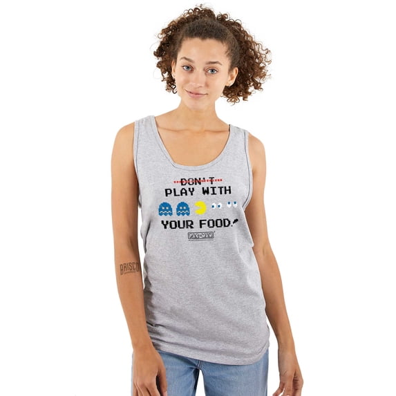 Retro PACMAN Dont Play With Your Food Tank Top T Shirts Men Women Brisco Brands S