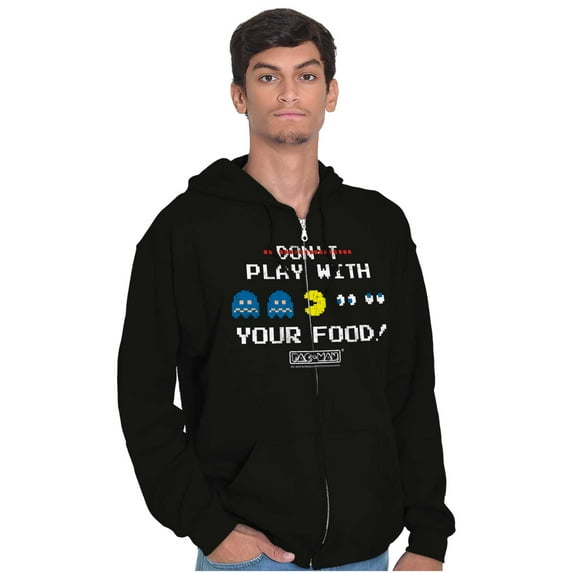 Retro PACMAN Dont Play With Your Food Zip Up Hoodie Men's Women's Brisco Brands M