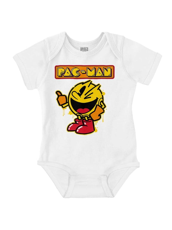 Retro PACMAN Video Arcade Game Drip Romper Boys or Girls Infant Baby Brisco Brands 12M