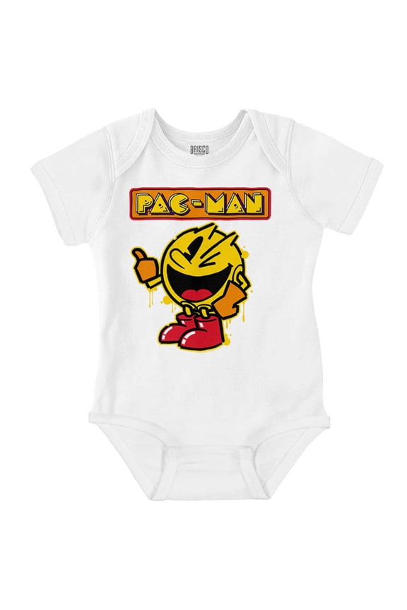 Retro PACMAN Video Arcade Game Drip Romper Boys or Girls Infant Baby Brisco Brands NB