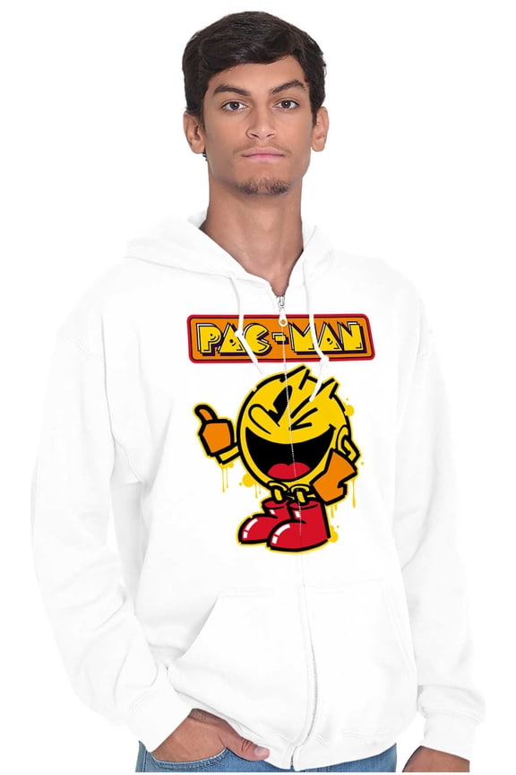 Retro PACMAN Video Arcade Game Drip Unisex Plus Size Zip Hoodie Brisco Brands 5X