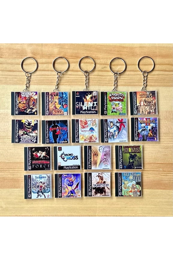 Retro PS1 Handmade Miniature Mini Game Case & Keychains Retro Gifts | Water and Scratch Resistant (1 keychain)