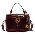 thumbnail image 1 of Retro PU Leather Bucket Bag for Women Zipper Closure Small Crossbody Handbags with Pendant Shoulder Tote Handbag Casual Shopper Handbag for Work & Daily Use (Wine Red), 1 of 10