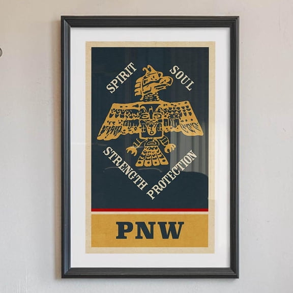 Retro Pacific Northwest Print: Thunderbird Art Pnw Travel Poster Home Decor Office Wall Art