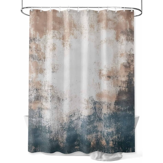 Retro Paint Effect Shower Curtain, Blue Yellow Vintage Texture Waterproof Shower Curtain Set with 12 Hooks Lightweight Washable Fabric Shower Curtains for Bathroom 72x84 Inches